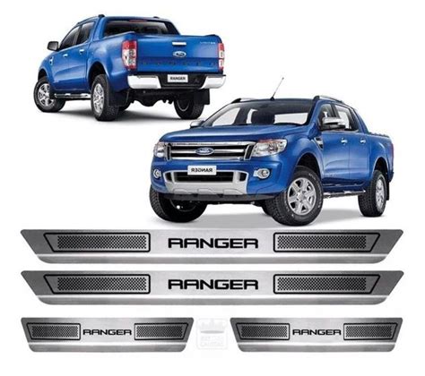 Kit Soleira De Porta Aço Inox Escovado Ford Ranger 2013 a 2019