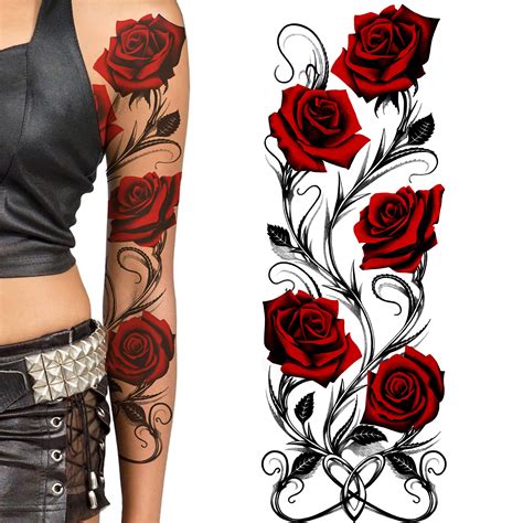 mens rose sleeve tattoo designs 7