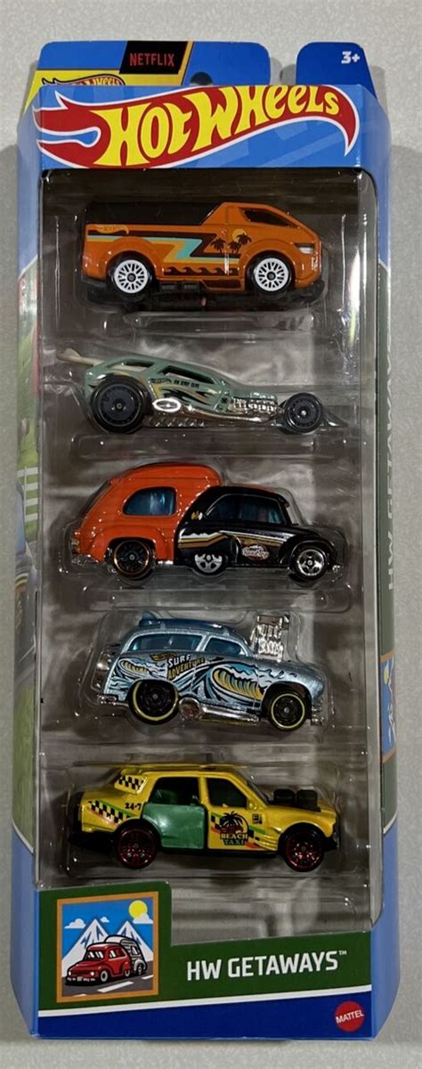 New 2024 Hot Wheels Hw Getaways 5 Pack Time Attaxi Surf Crate Rv