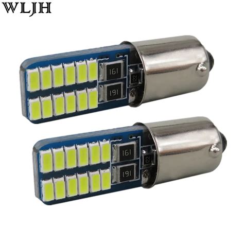 WLJH 4pcs Canbus LED BA9S H6W 12V 3014 SMD Automobiles Car Styling