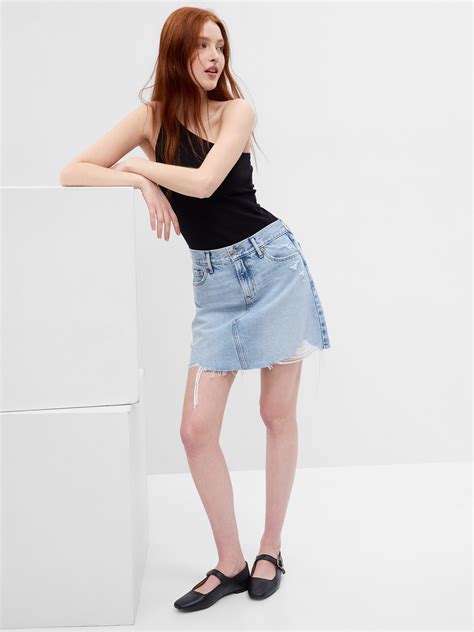 High Rise Denim Mini Skirt With Washwell Gap