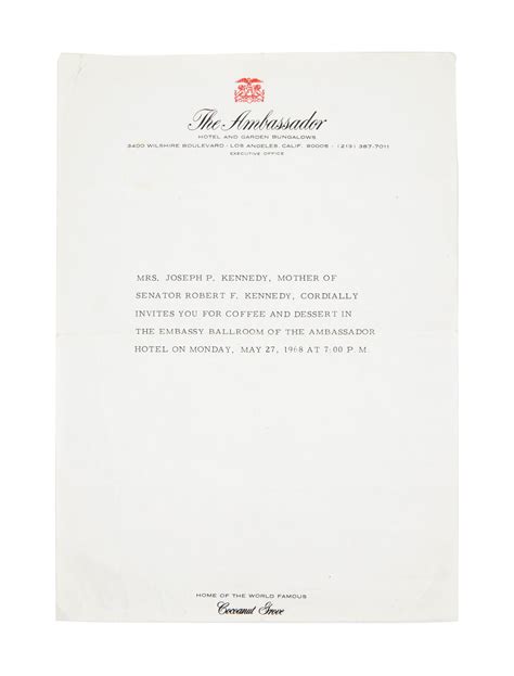 Robert F. Kennedy | Invitation from Rose Fitzgerald Kennedy to The