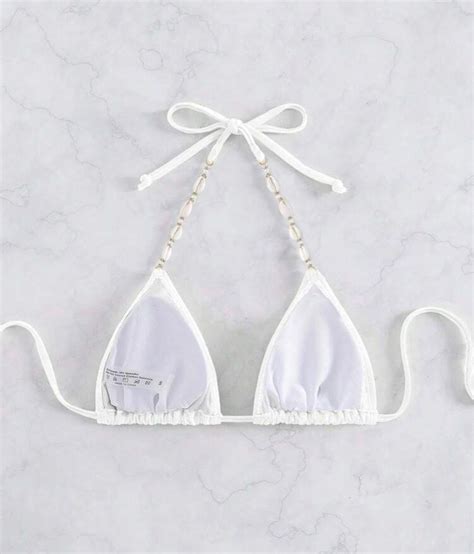 Seashell Chain Linked Halter Triangle White Bikini Top Women S Fashion Swimwear Bikinis