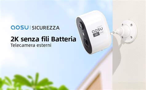 AOSU 2K Telecamera Wifi Esterno Interno Batteria Senza Fili 3MP Wi Fi