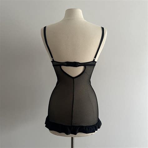 Polka Dot Babydoll Lingerie Dress With Mesh Overlay Depop