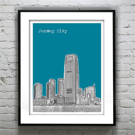 Jersey City New Jersey Poster Skyline Art Print Nj Item T5539