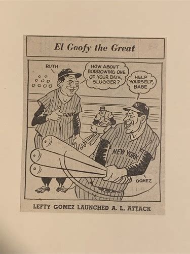Lefty Gomez Babe Ruth All Star Game 1960 Sporting News Baseball 4X3 Cartoon EBay