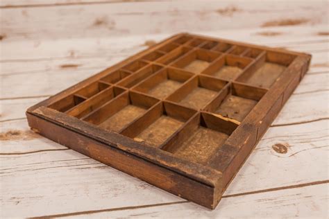 Vintage Wooden Printer Drawer Tray Letterpress Drawer Small Shadowbox