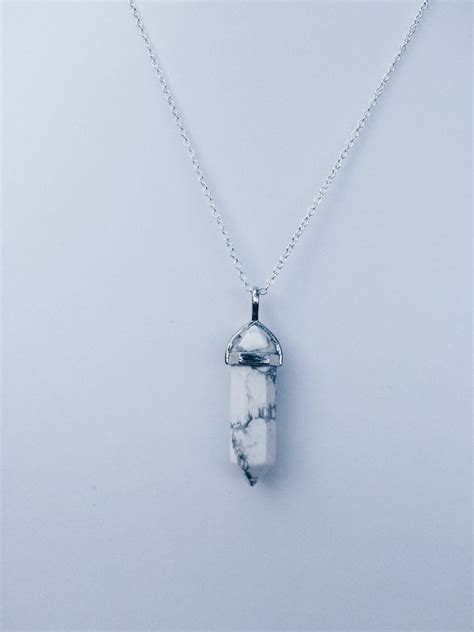 Howlite Silver Crystal Necklace White Howlite Healing Stone Jewelry