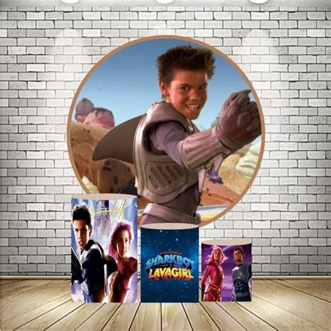 3 Capas De Cilindros Lona Painel Sharkboy E Lavagirl 4pçs