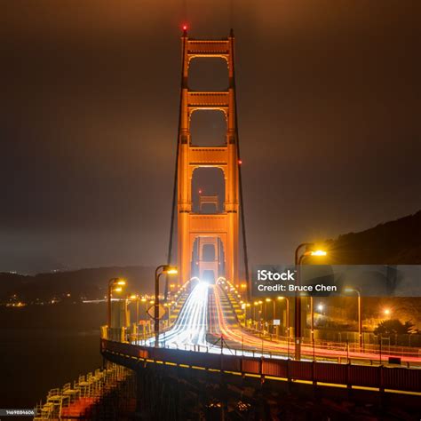 golden gate bridge  night stock photo  image  golden