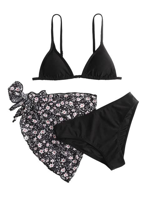 Shenhe Girl S Piece Cute Spaghetti Strap Bikini Swimsuit With Ditsy Floral Print Cover Up