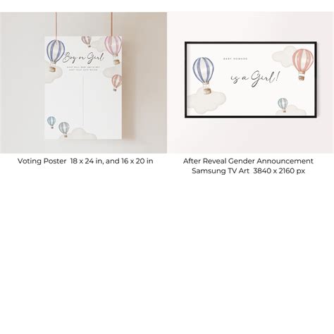 Editable Hot Air Balloons Gender Reveal Bundle Invitation Evite Welcome Sign Voting Paper Fans