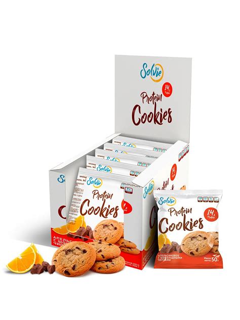 Протеиновое печенье Solvie апельсиновое с шоколадными чипсами без ...