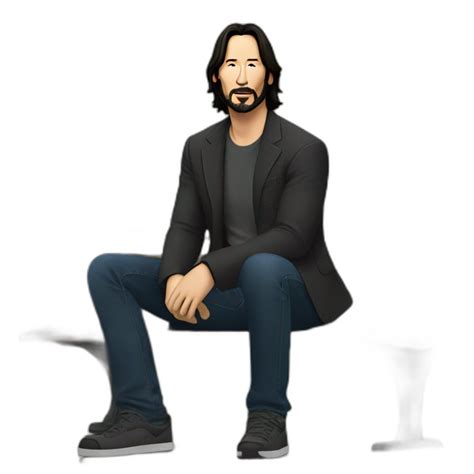 Bench With Keanu Reeves Sitting At Left Corner Looking At The Ground Sadly Ai Emoji Generator