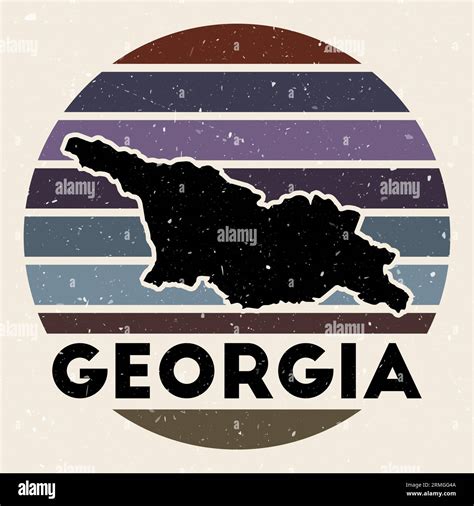 Georgia Logo Sign With The Map Of Country And Colored Stripes Vector
