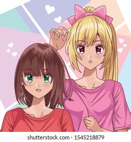 Young Girls Hentai Style Characters Vector 库存矢量图免版税1545218885