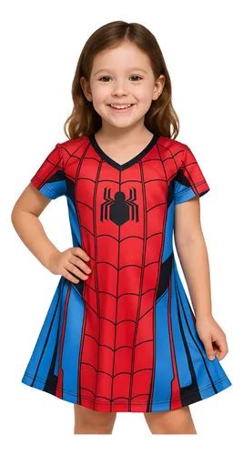 Vestido Fantasia Menina Infantil Super Heróis Mulher Aranha ...