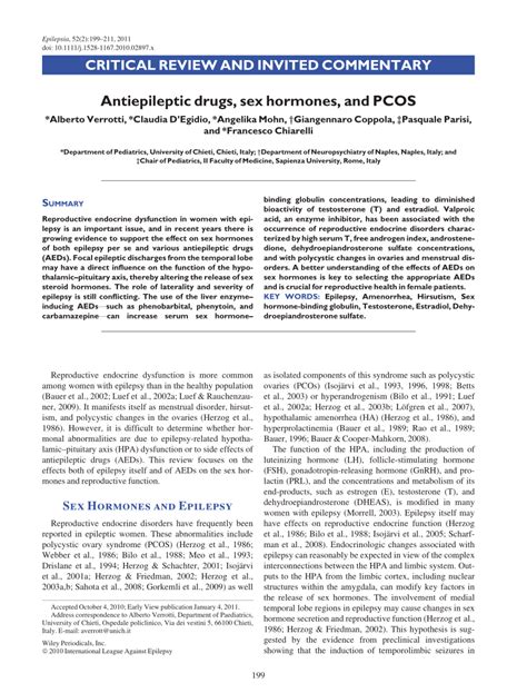 Pdf Antiepileptic Drugs Sex Hormones And Pcos