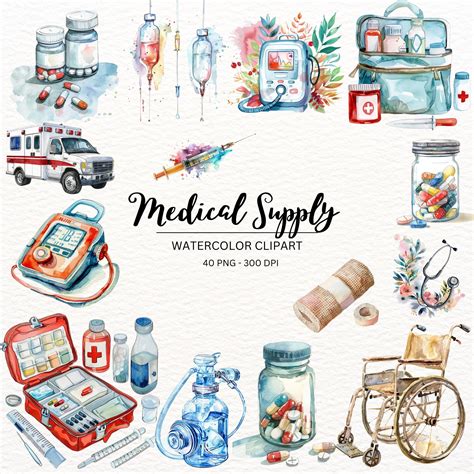 40 Medical Supply Clipart Healthcare Projects Digital Planner | Digital