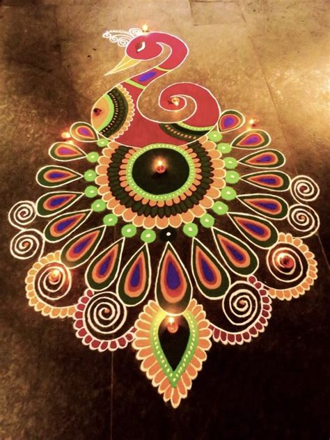 12 Peacock Rangoli Design Ideas To Make Diwali 2020 Colorful And Beautiful