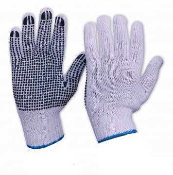 Knitted Poly Cotton Glove White With PVC Dots X LARGE Esko