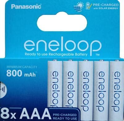 Panasonic Eneloop Blister Pack Of 8 AAA Ni MH Batteries 800 MAh BK