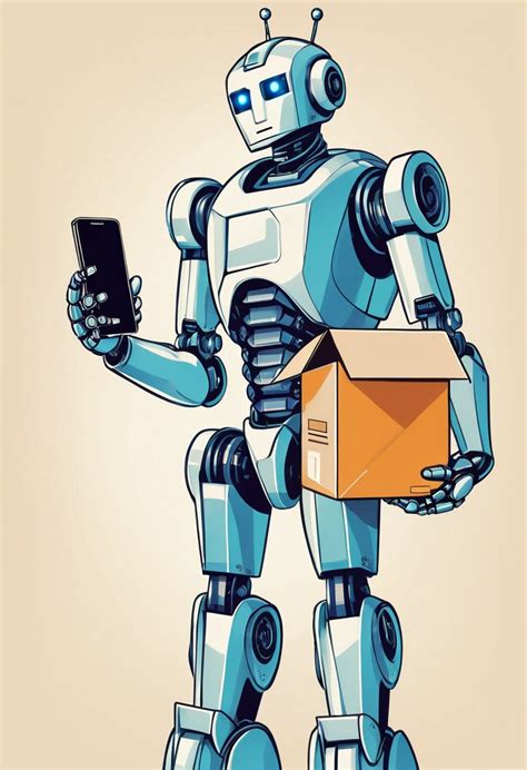 Robot Holding Phone And Box Stable Diffusion Online