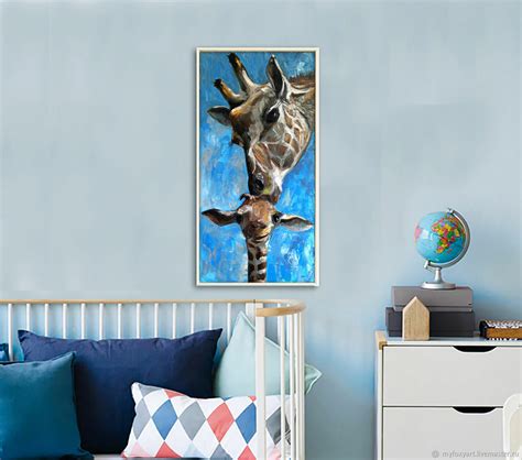 Картина с жирафами, картина в гостиную, мама и малыш – заказать на ...