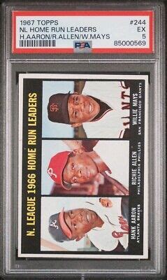 1967 TOPPS NL HOME RUN LEADERS H AARON R ALLEN W MAYS 244 PSA EX 5 EBay