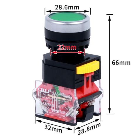 Кнопка HL-LA38P-11S (NO/NC) с фиксацией зеленая / Купить в RoboShop