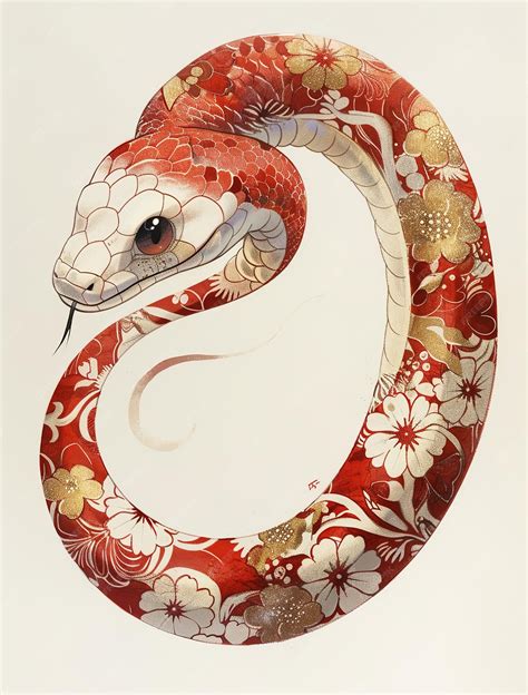 A red and white snake with a red head and a white background | Premium