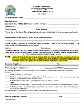 Fillable Online Planning Department Zoning Permit Fax Email Print