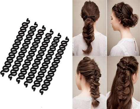 6PCS Black Long 7 5inch Plastic French Hair Braider Braiding Tool