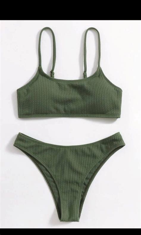 Olive Green Bikini Set Women S Fashion Swimwear Bikinis Swimsuits On Carousell