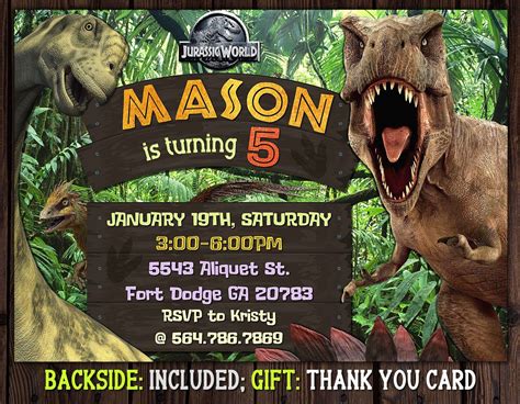 Jurassic World Invitation Jurassic Park Invitations Jurassic Birthday Invitation Dino