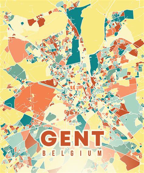 Gent Belgium Map Digital Art By Alexandru Chirila Fine Art America