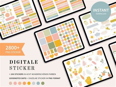 Digitale Sticker Set Precropped GoodNotes Stickers Digital Etsy De