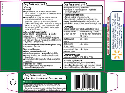 Equate Allergy Relief D Tablet Extended Release Wal Mart Stores Inc