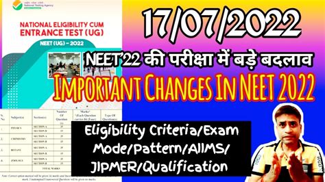 NEET UG 2022 Important Changes In NEET 2022 Eligibility Criteria