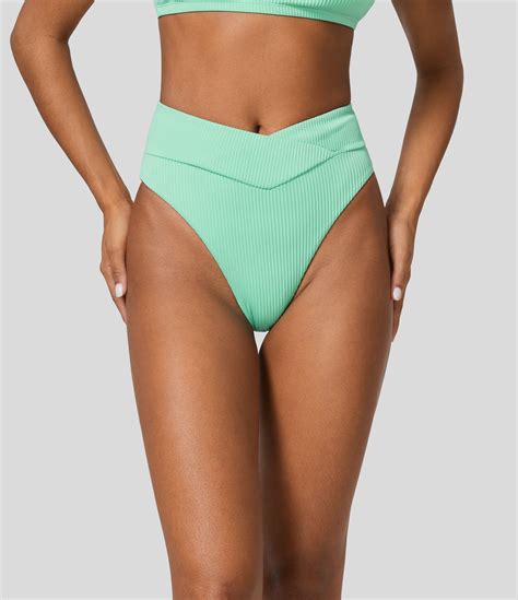 Womens Ribbed Crossover Bikini Bottom Swimsuit Halara