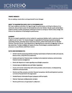 finance manager job descriptiondocx  washington center