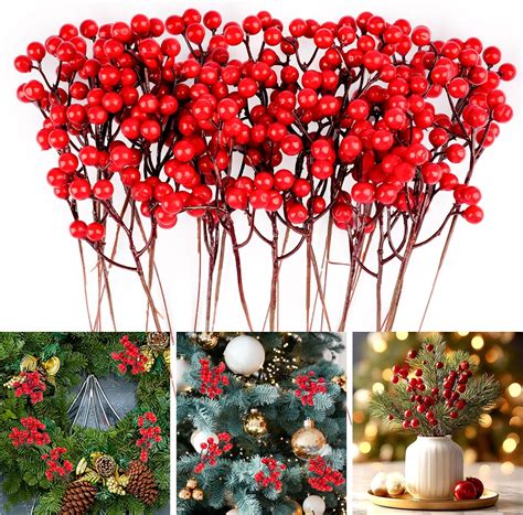 amazoncom  pack   red berry stems holly berry stems