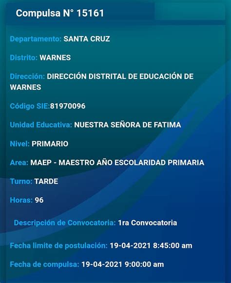 PROFESORES E INFORMACIÓN COMPULSAS PARA EL DEPARTAMENTO DE SANTA CRUZ