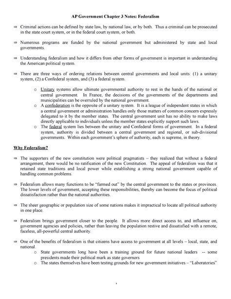 Apgovernmentchapter 3notesfederalism - AP Government Chapter 3 Notes