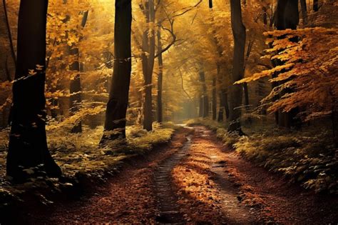 Premium AI Image | Path in the autumn forest