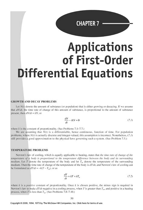 Applications of First Order Differential - CHAPTER 7 Applications of ...