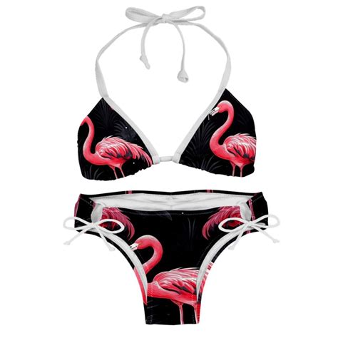 Flamingo Tropical Rainforest Detachable Sponge Bikini Set With Adjustable Strap Two Pack