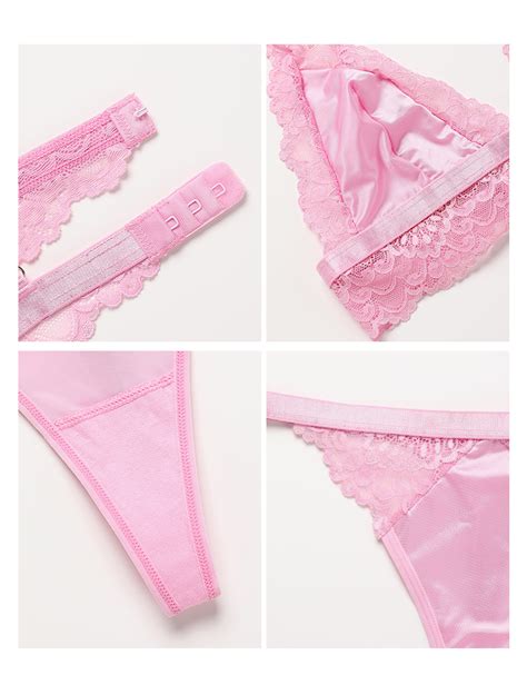 2022 Hot Sexy Underwear Set Ropa Interior Para Mujer Stain Lace Embroidery 2 Piece Set Sexy Pink