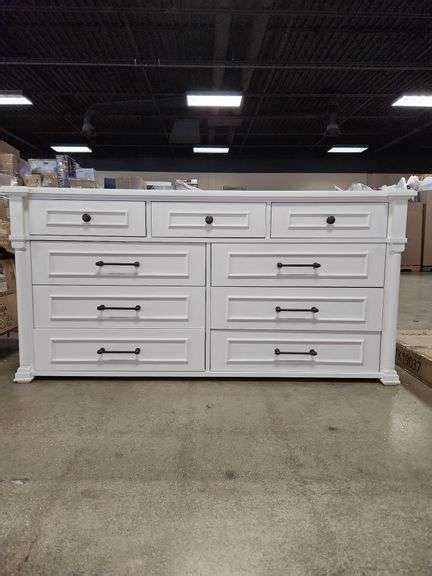 Home Decorators Collection Bellmore White 9 Drawer Dresser 66 In W X